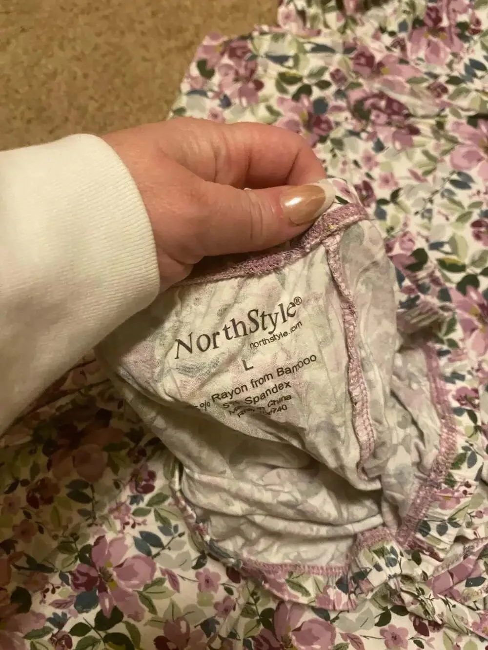 NorthStyle Pajama Set Size L Pink Floral Bamboo Rayon Short Sleeve